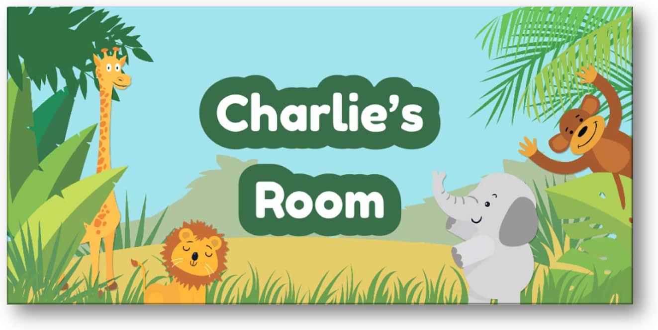 Children's Personalised Name Bedroom Nursery Door Signs - Jungle Design
