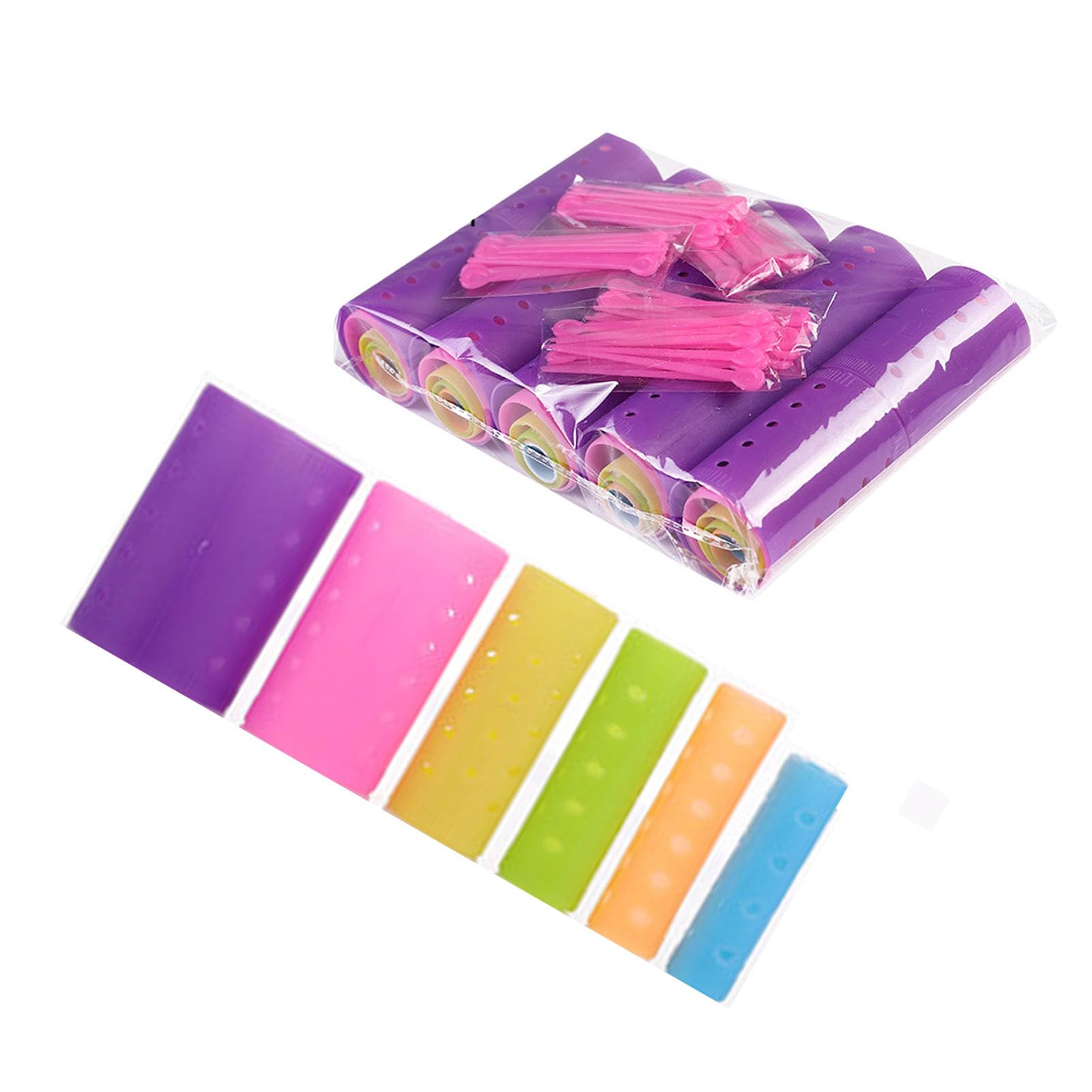 SENECESLI Juego de Rulos para el Cabello, Rulos de Plástico Suave sin Calor para Rizos Suaves, con Clips y Pasadores para Peinar con Volumen, para Peluquería, Uso Doméstico (Juego de para el
