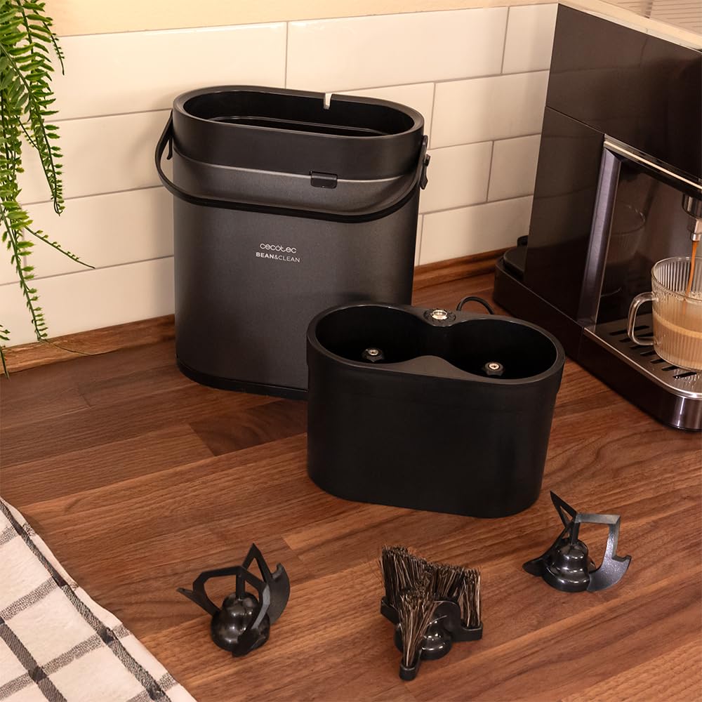 Cecotec Elektryczny uchwyt filtrujący do kawy Bean & Clean Pro. Akcesoria do kawy, w zestawie 2 skrobaki i 1 głowicę czyszczącą, prędkość obrotowa 300/min, kompatybilny uchwyt filtra 58 mm