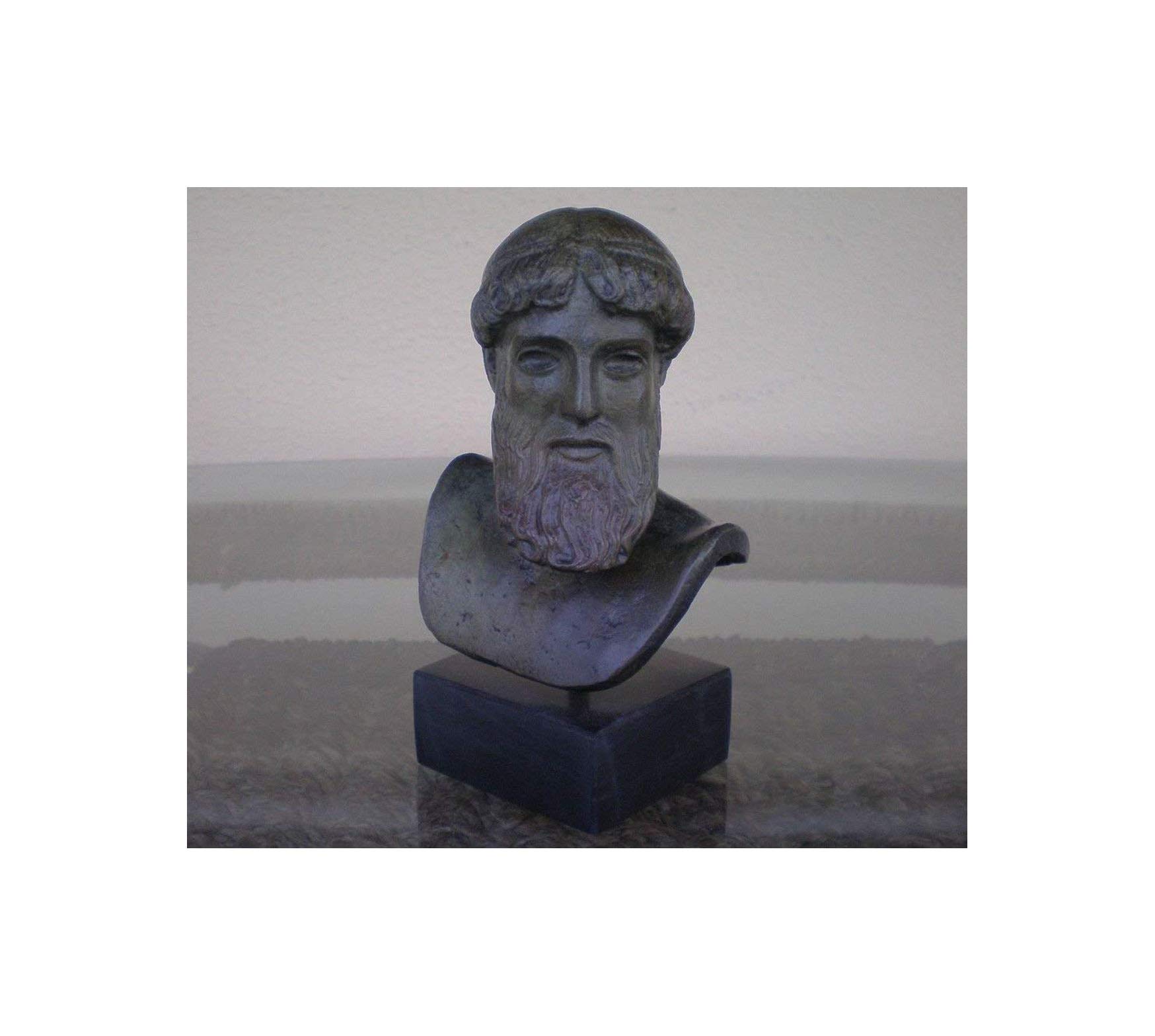 Talos Artifacts Head of Zeus - Poseidon of Artemision Mini Bronze Bust - Antique Style - Hand Made