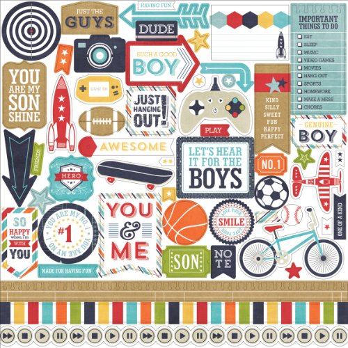 Echo Park Paper Company That's My Boy Cardstock Stickers, 12 by 12-Inch