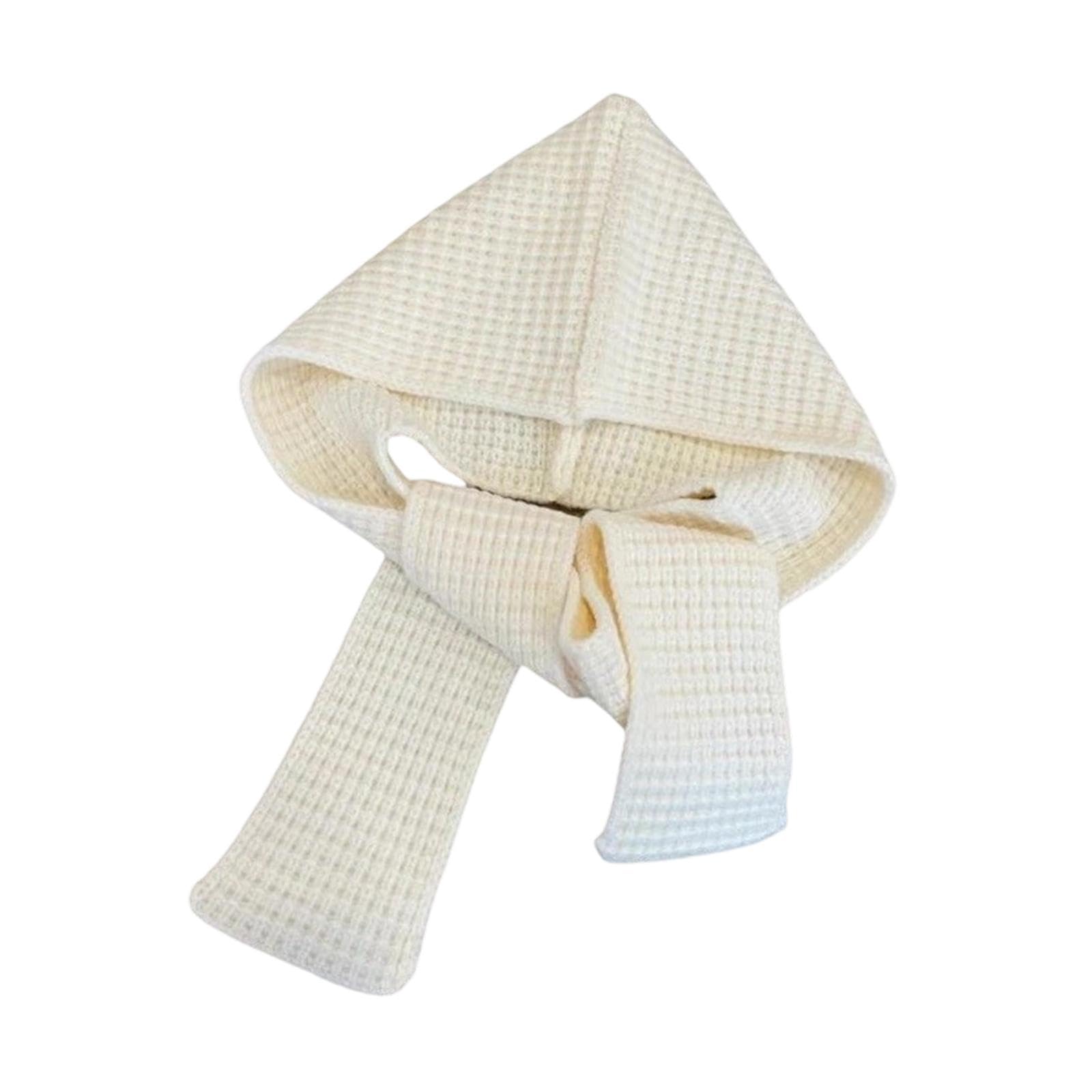 Knitted Scarf Windproof Headgear Scarf with Hoodie for Women Walking Outdoor Beige-image-3