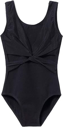MdnMd Leotards for Girls Dance Ballet Gymnastics Sleeveless Tank with Mesh Cross Front