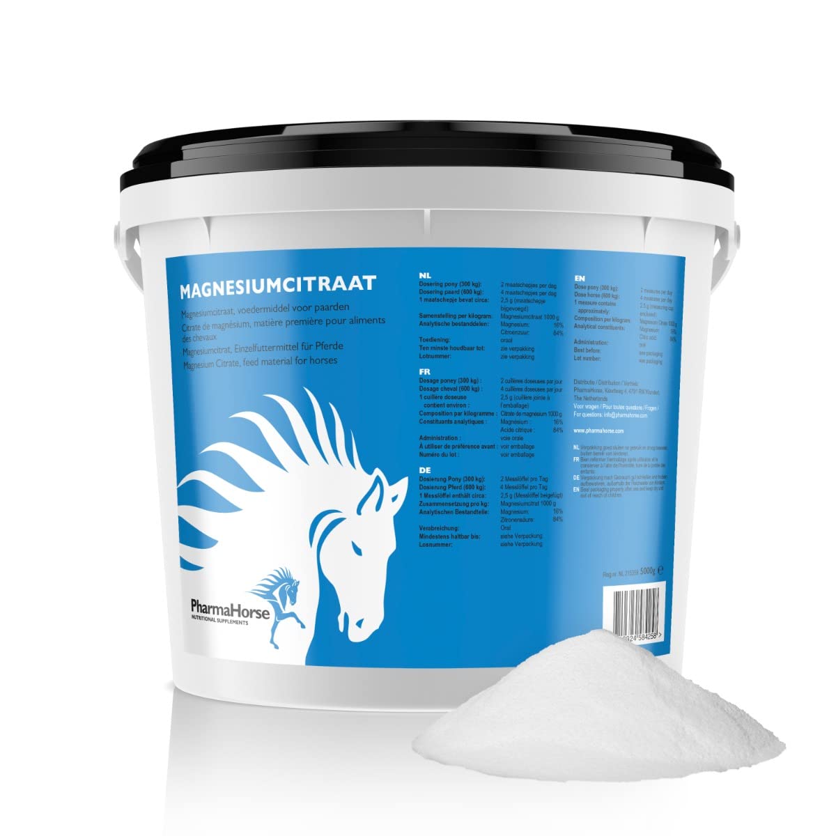 PharmaHorse Magnesiumcitrat | Nervensystem | Konzentrationsvermögen | Muskeln & Knochen | Dopingfrei | 5000 Gramm
