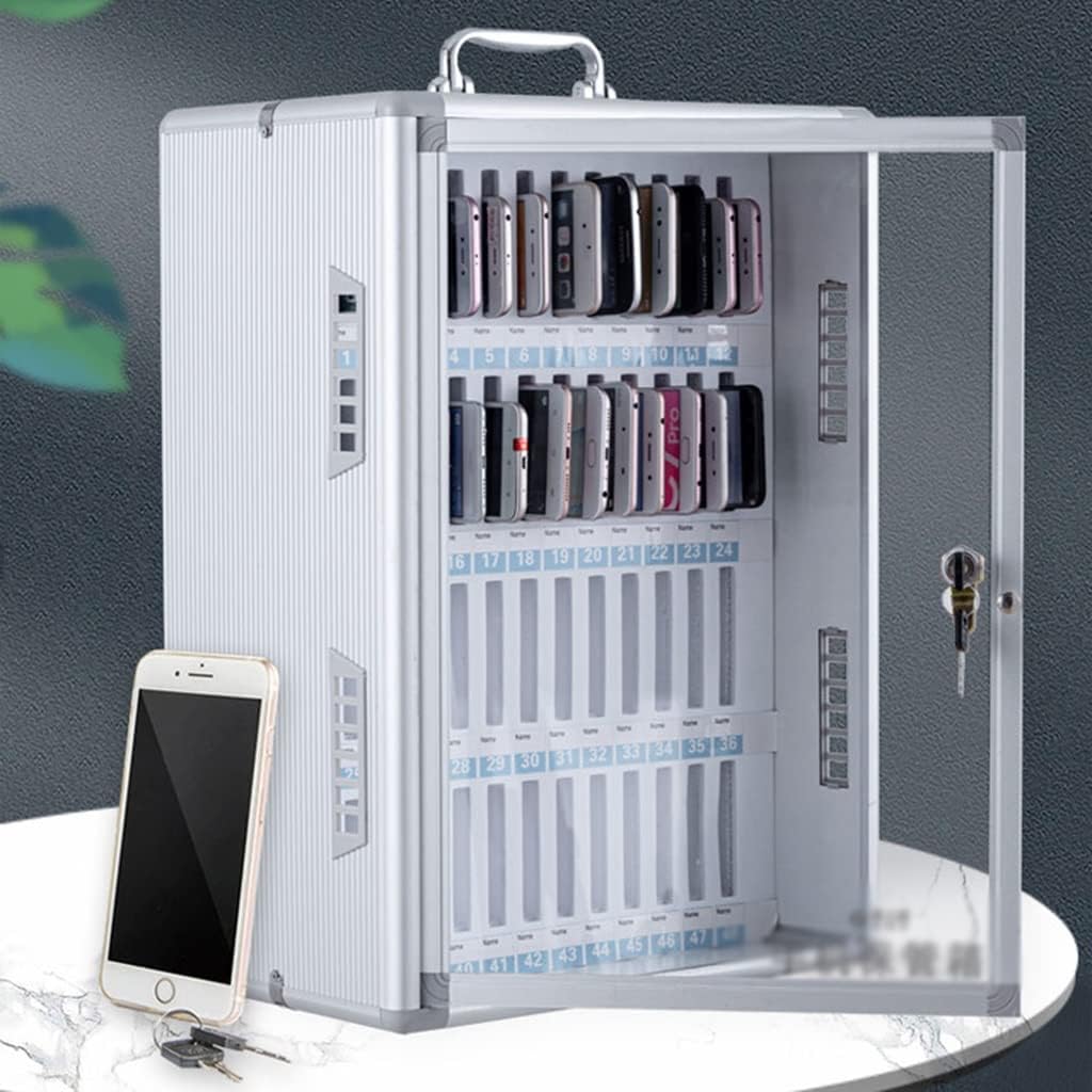 Aluminum Alloy Storage Cabinet for Cell Phones, Cell Phones Holder Storage Box, Wall-Mounted with A Locked Can Be Carried By Hand (48)