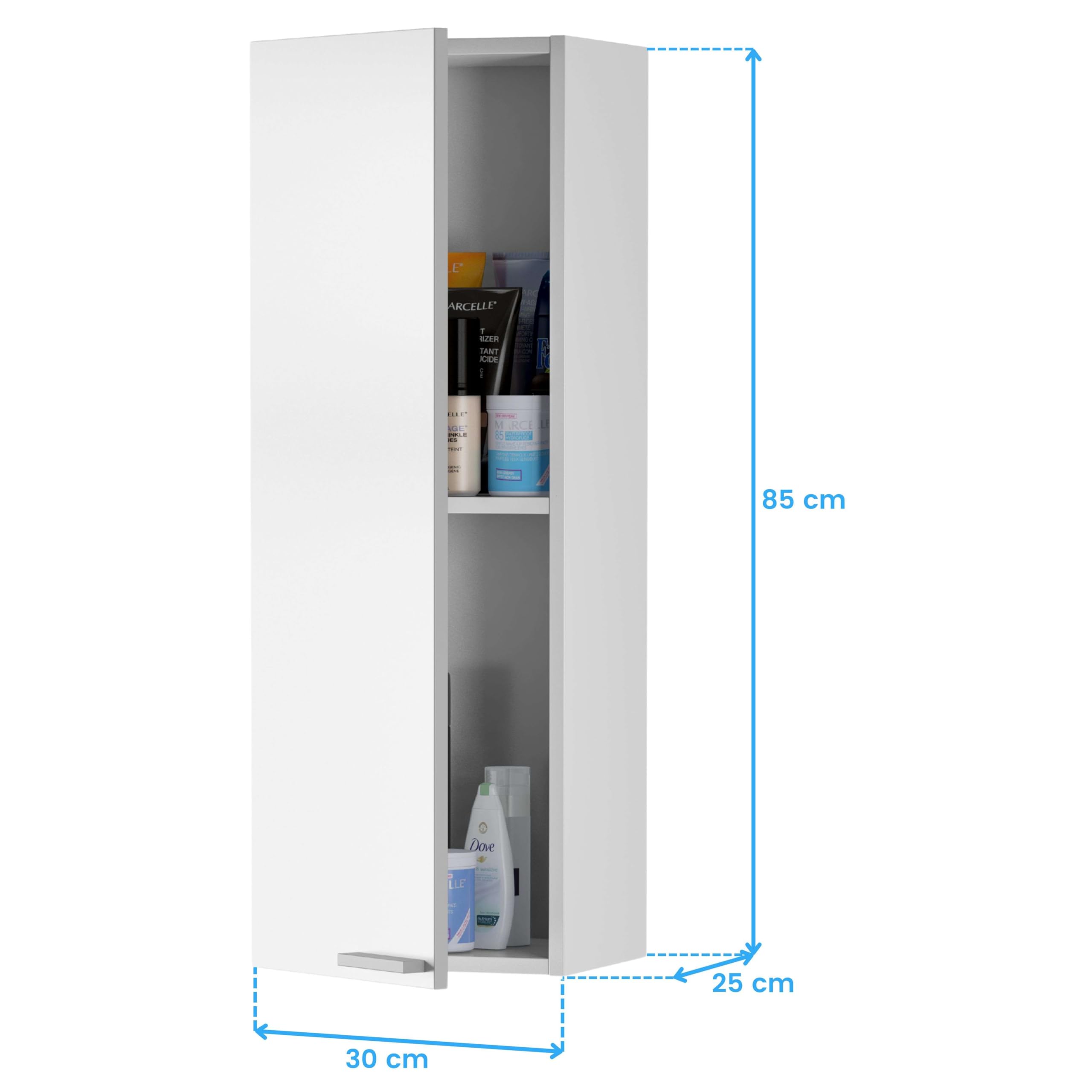 Columna de baño Koncept con 1 Puerta en Color Roble Canadian o Blanco Brillo 85x30x25 cm
