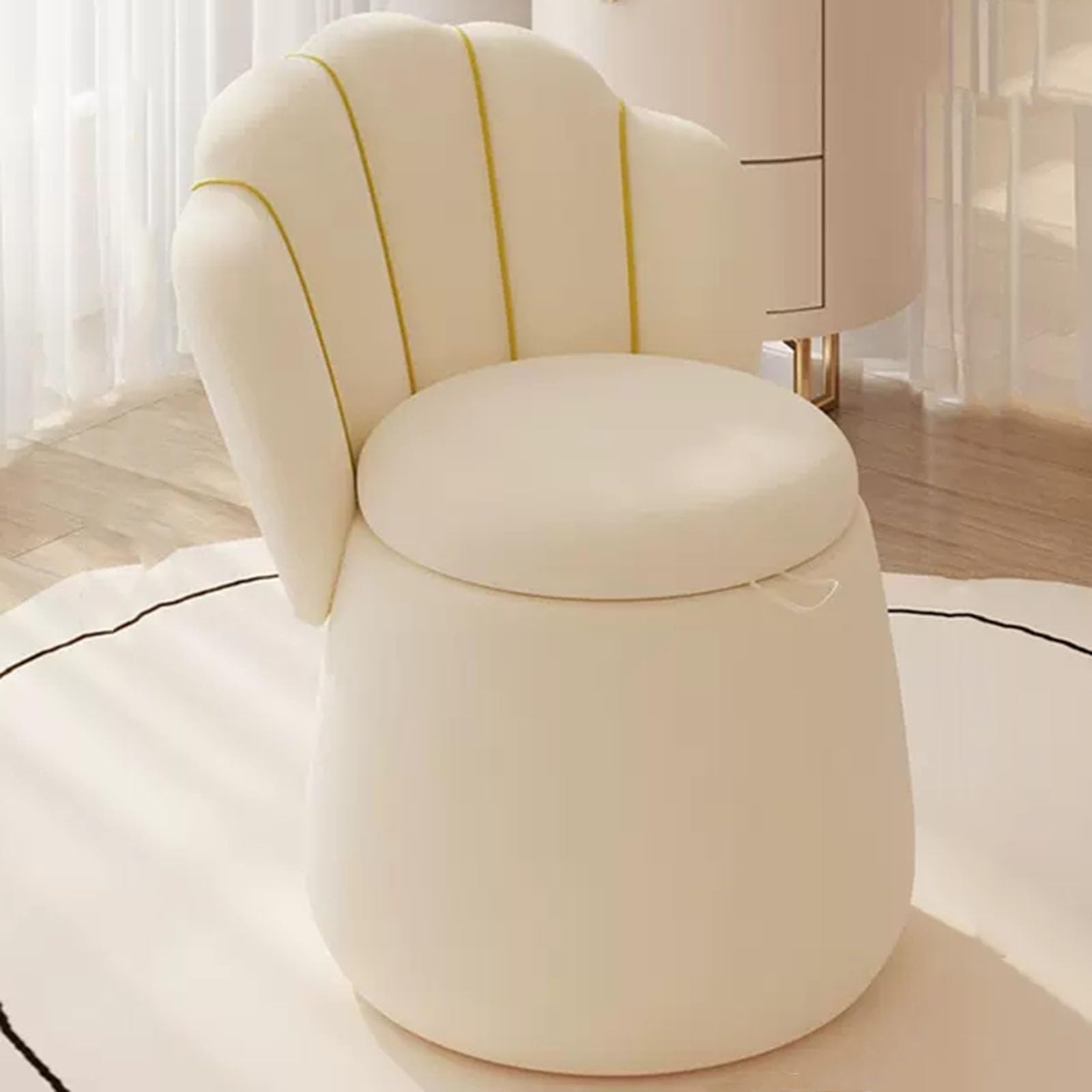 Silla de tocador cómoda sin ruedas para organizar cosméticos y maquillaje