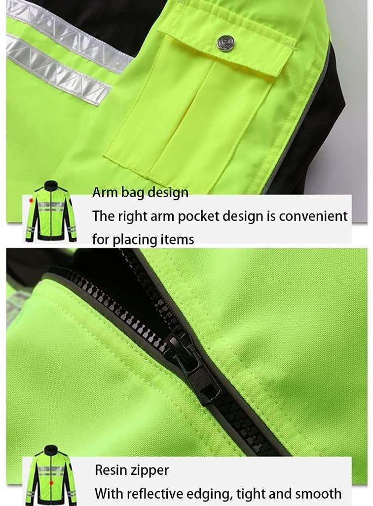 Alta Visibilidad de Seguridad de Seguridad de Trab Traje reflectante de ciclismo, chaqueta de seguridad de tela, chaqueta cálida reflectante de color amarillo fluorescente con chaleco de construcción