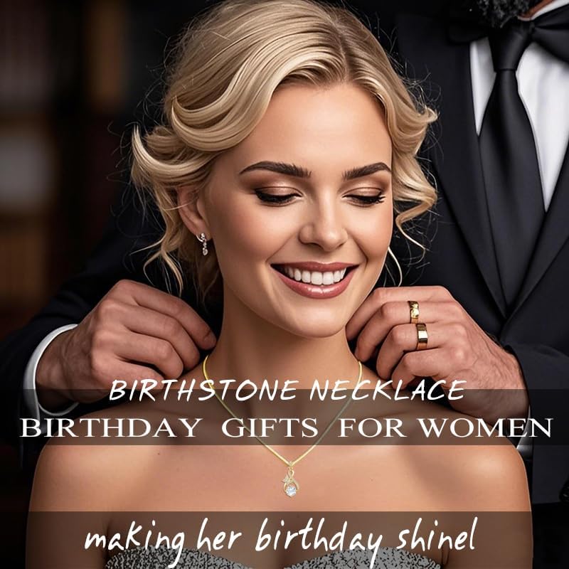 HeartMelody Butterfly Infinity Necklaces for Women,14K 18K Gold/White Gold Plated Round Birthstone Pendant Necklace Everyday Jewelry Anniversary Birthday Christmas Gifts for Women Mom Her