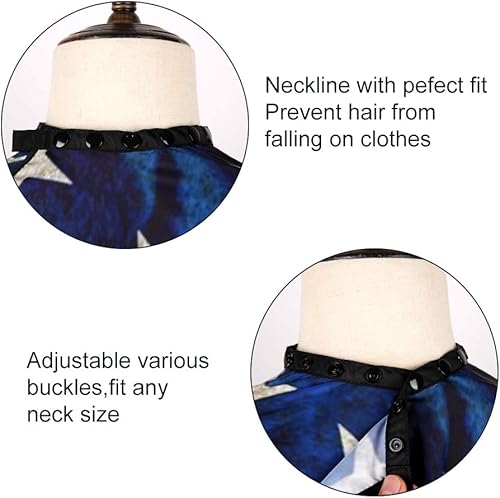 Miniatura 5 de Capa de corte de pelo de peluquero con cierre a presión, capa profesional de peluquería para peluquería de 64 x 57 pulgadas (impresión retro de