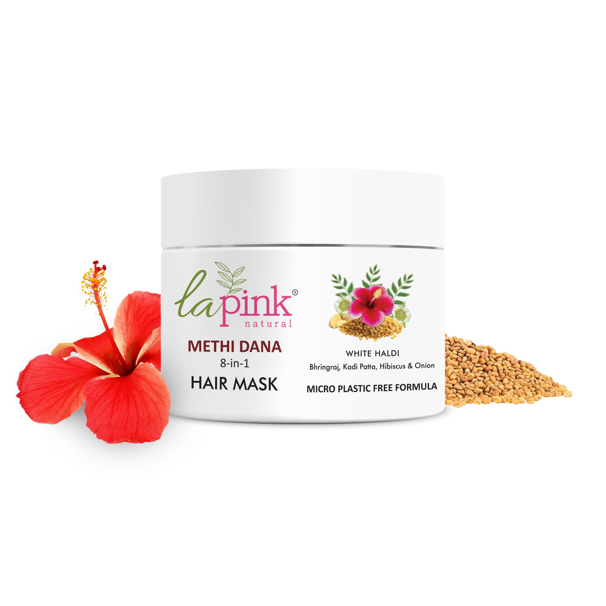La Pink Methi Dana 8-in-1 Hair Mask for Hair Fall Control, Strengthens Hair & Promotes Hair Growth | 100% Microplastic Free Formula | For Men & Women, All Hair Type (200g)-image-36