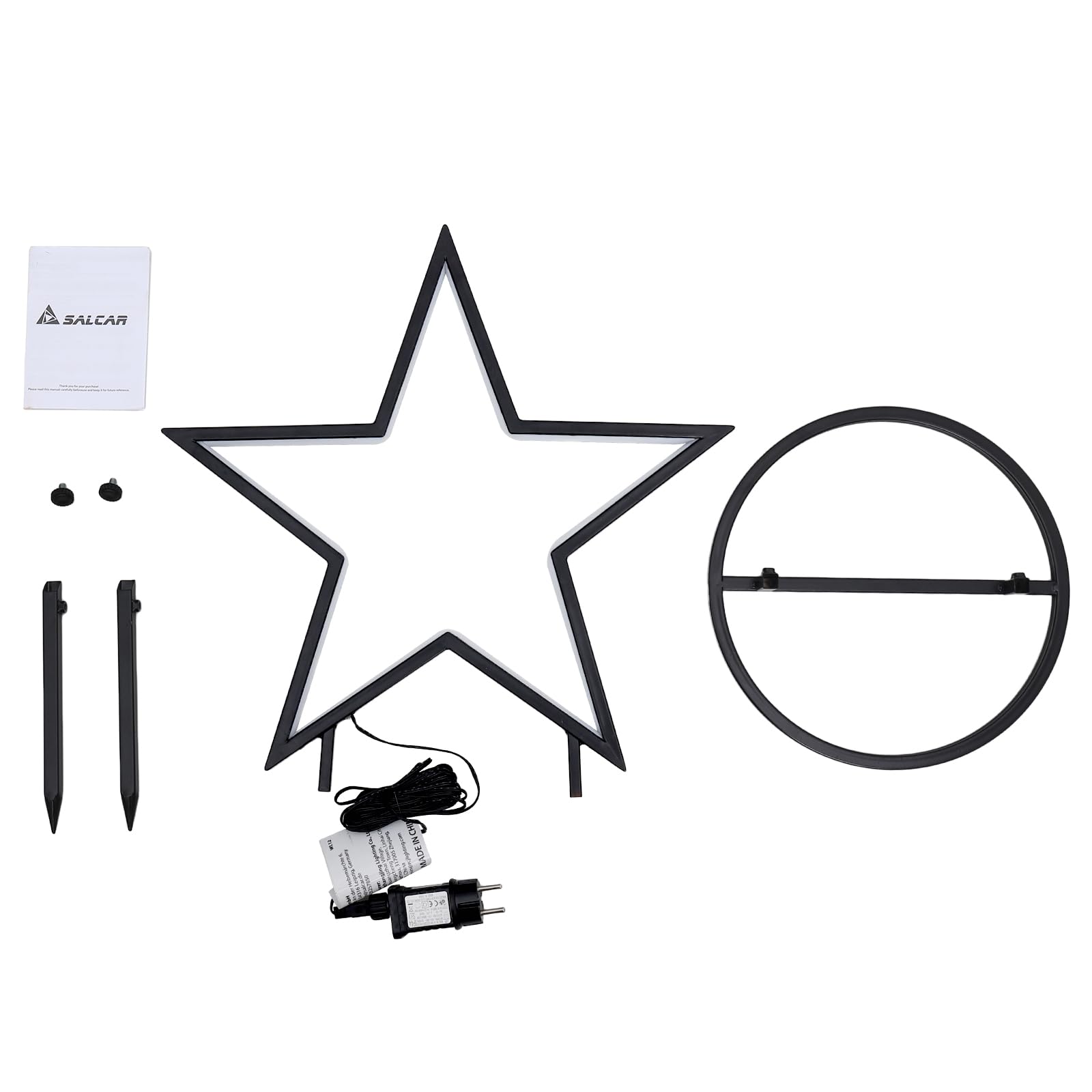 SALCAR LED Gartenstecker Stern Metall, 50cm Garten Stern Leuchte mit Erdspieß, Wasserdicht Weihnachtsstern mit 100 LEDs Beleuchtet, Weihnachtsbeleuchtung für Außen Garten und Innen Fester, Warmweiß