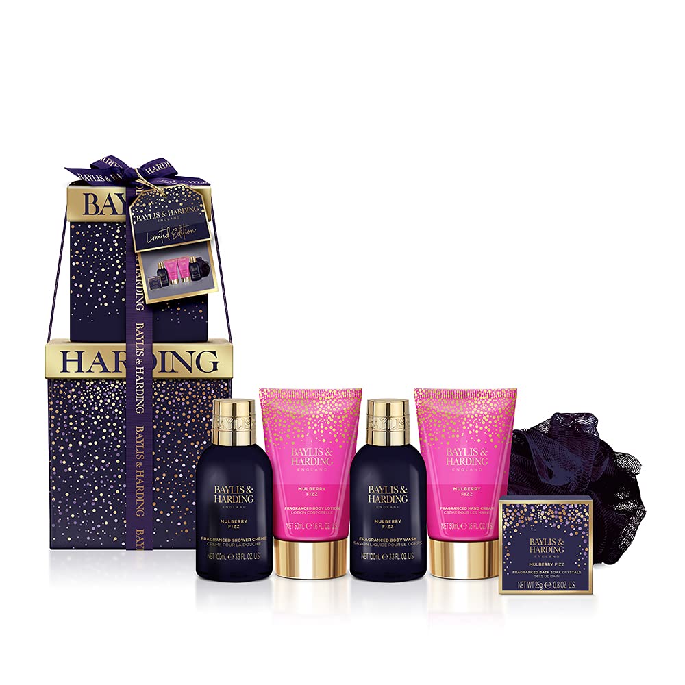 Baylis & Harding Mulberry Fizz Luxury Bathing Duo Stack Gift Box Set