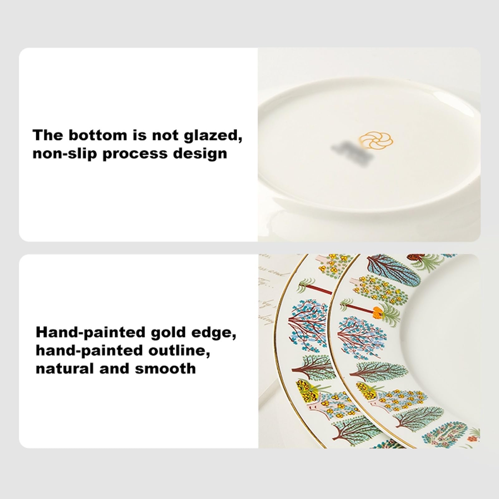 Platos de Camping Cubiertos de cerámica de cocina de 8/10 pulgadas, plato de postre, plato de comida occidental for restaurante, plato de aperitivos for restaurante en casa Plato Decorativo(10 inch)