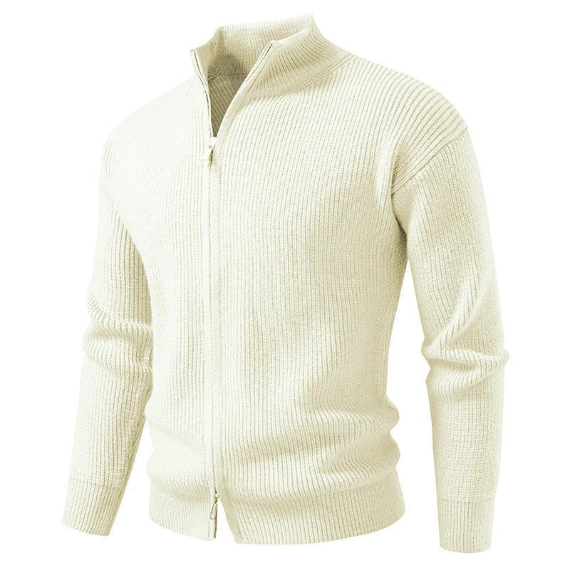 Cárdigan de punto para hombre con cremallera y rayas horizontales 4