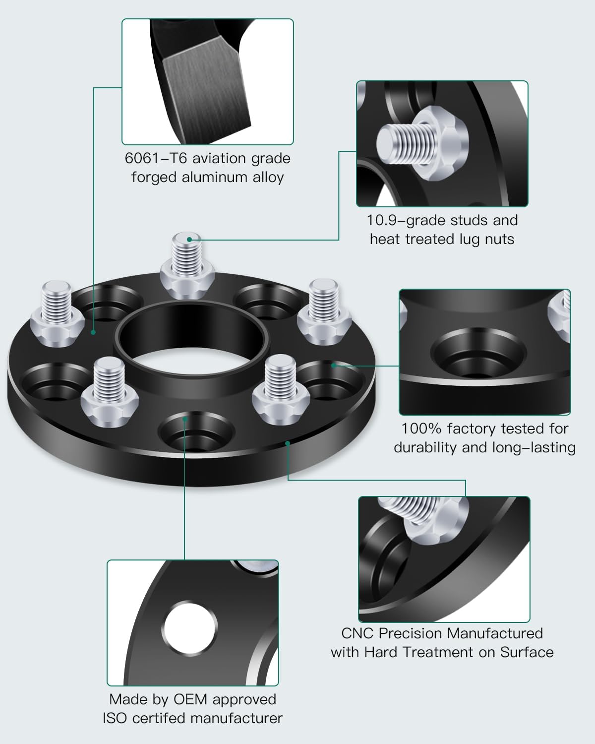AINTIER 2pcs 15mm 5 Lug hubcentric Wheel spacers 5x4.5 to 5x4.5 with 12x1.5 64.1mm Compatible for TL for TLX Wheel spacers for TSX Wheel spacers for Crosstour Wheel spacers