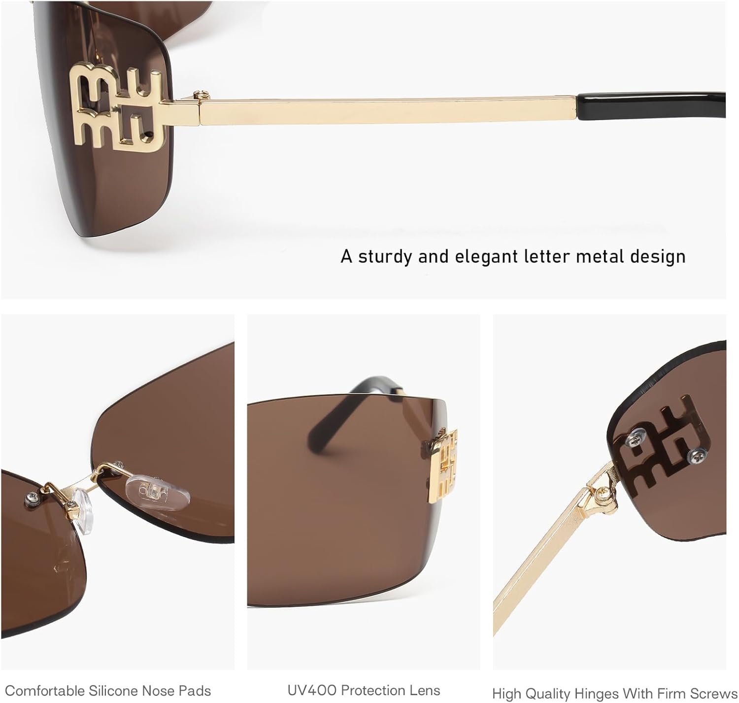 KENBO Futuristic Rimless Y2K Sunglasses for Women Men Fashion Wrap Around Frame Trendy Shield Frameless Design - Image 5