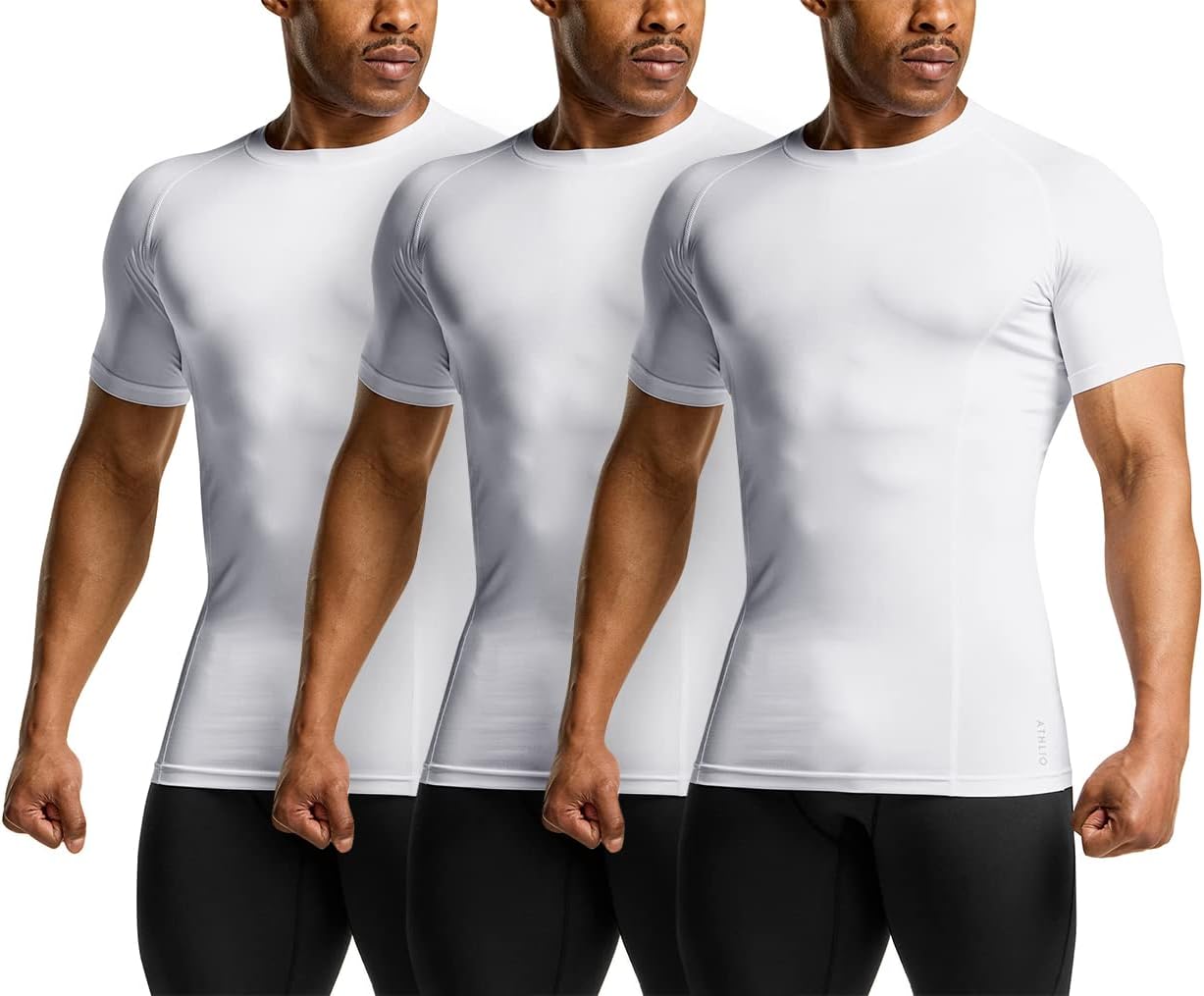 ATHLIO Men's Cool Dry Short Sleeve Compression Shirts, Sports Baselayer T-Shirts Tops, Athletic Workout Shirt - Image 2