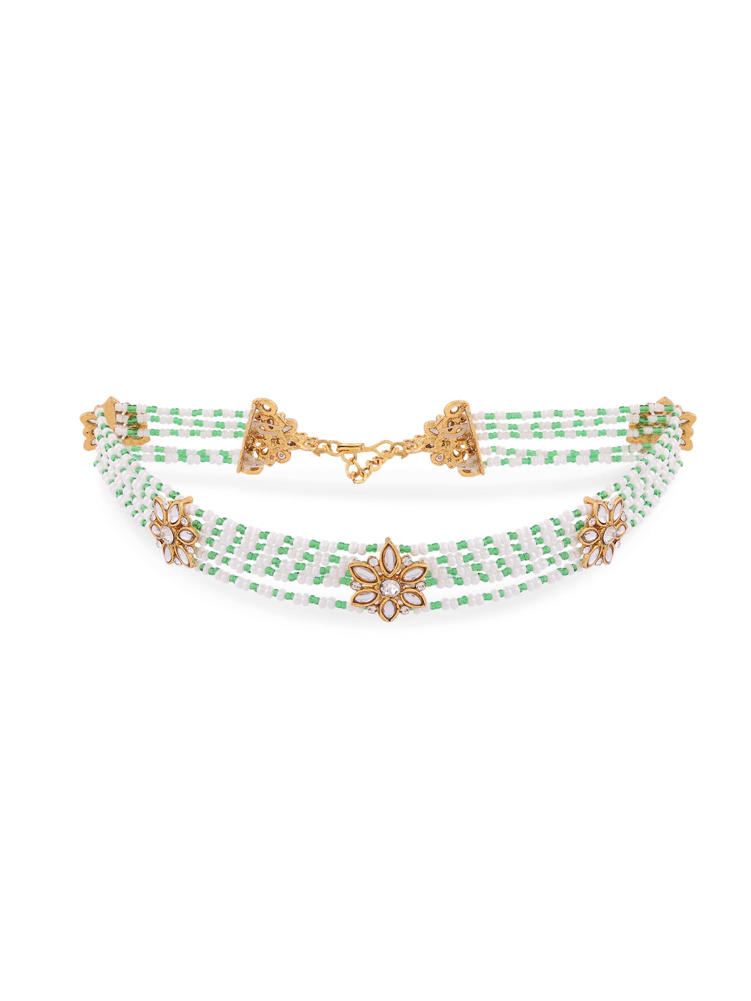 Zaveri Pearls Green & White Multistrand Beaded Kundan Flowers Head Chain For Women-ZPFK14148 (B0B2PC8GQ1) Amazon Price History, Amazon Price Tracker