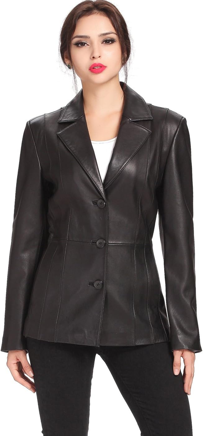 BGSD Women Crystal Lambskin Leather Blazer Jacket (Also available in Plus Size & Petite) - Image 5