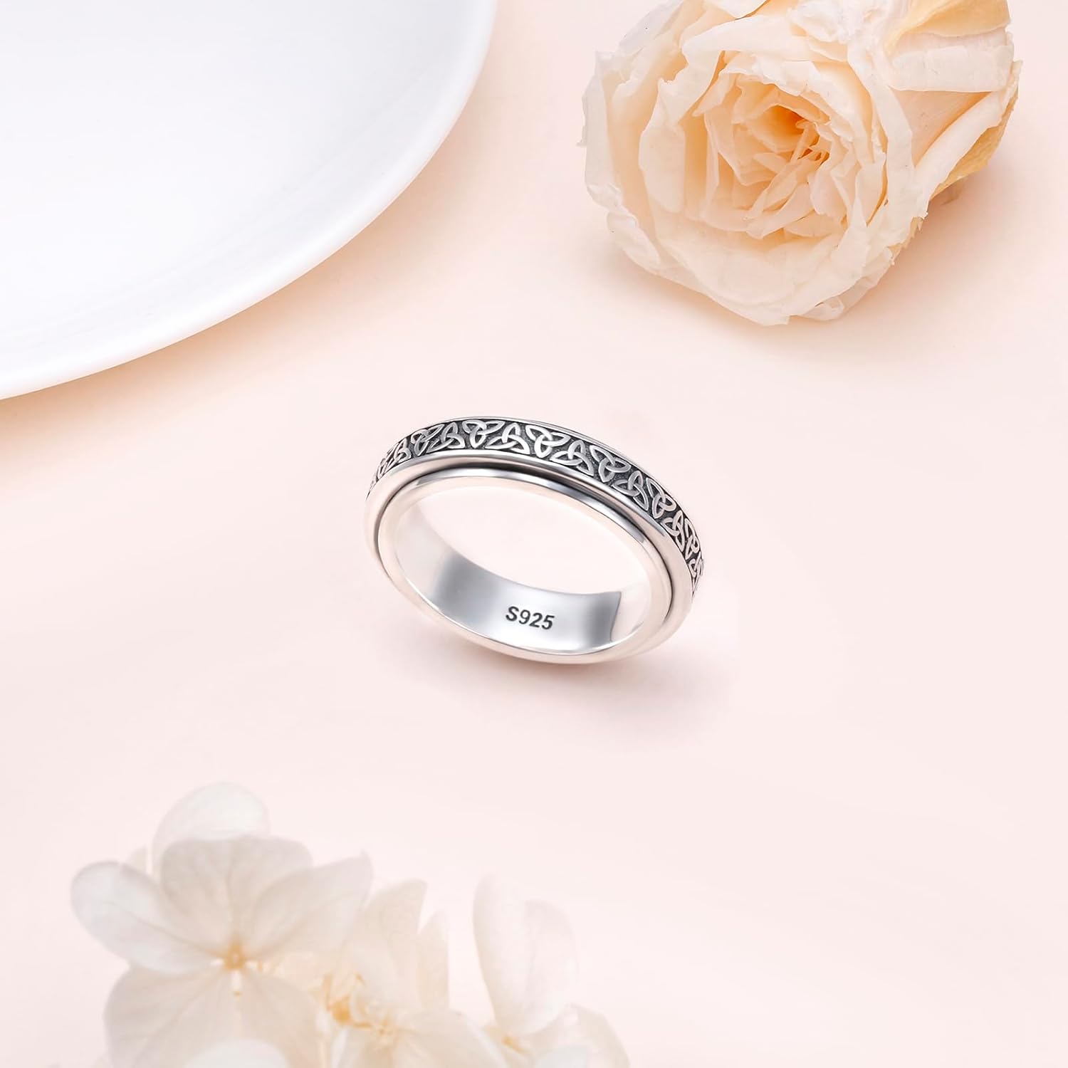 S925 Sterling Silver Spinner Fidget Ring Relief Boredom ADHD Autism Jewelry Gifts for Women Men - Image 3