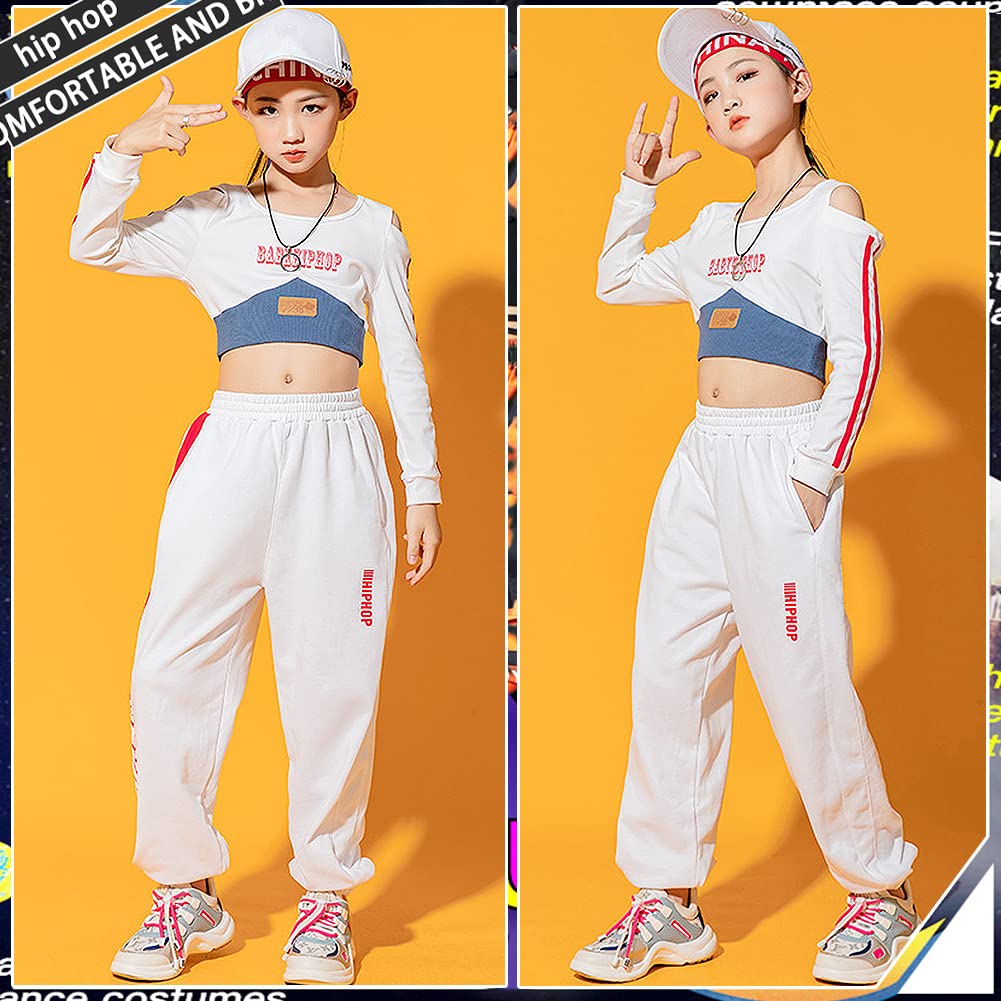 Ropa Niña Traje Elegante Jazz Hip Hop Top Corto Cintura Alta + Pantalones Correr Conjunto 2 Piezas para Edad 3-17 Años