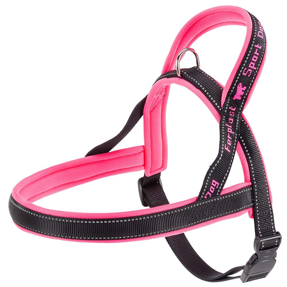 Ferplast Szelki dla psa typu szwedzkiego SPORT DOG P LARGE, bardzo dobre dopasowanie, miękka wyściółka, odblaskowe szwy, etykieta na imię zwierzaka, wys.: 65 cm - szer.: 77÷98 cm, fuksja