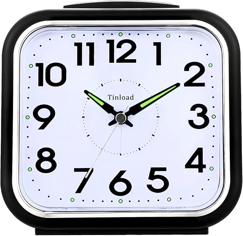 Reloj despertador analógico silencioso de 5.5 pulgadas sin tictac, encendido suave, sonidos de pitido, aumento de volumen, funciones de repetición y