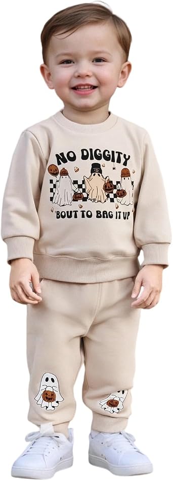 Kavousa Toddler Baby Boy Halloween Outfit Sweatshirt Pants Fall Clothes