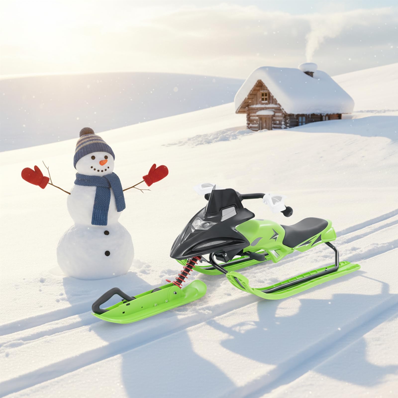 Luge à neige - 124 x 51 x 43,5 cm - 80 kg - Avec freins - Rembourrage réglable - Luge dirigeable classique pour enfants et adolescents