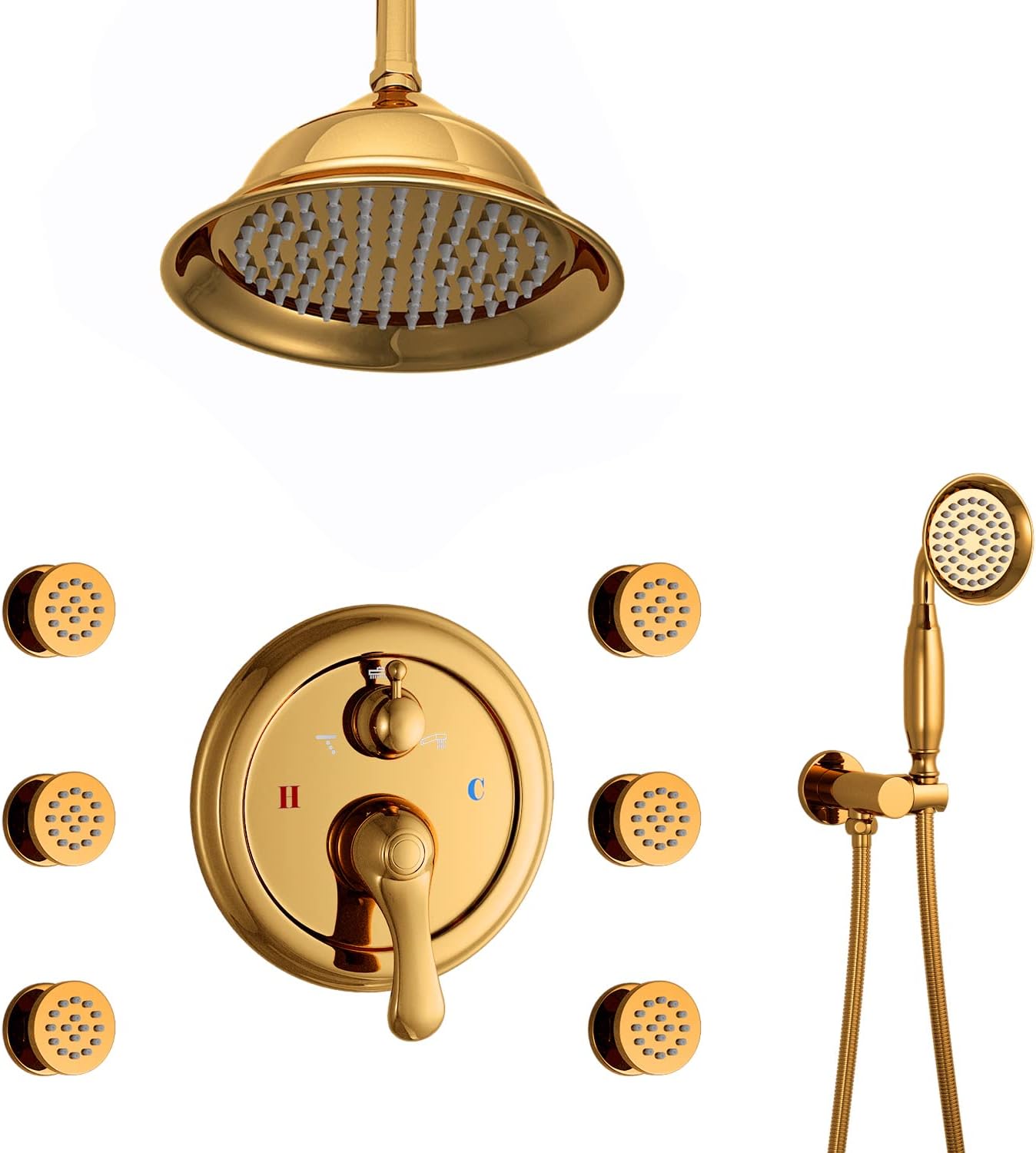 Shower System AYIVG Ceiling Rain Shower Body Jets System Antique Shower