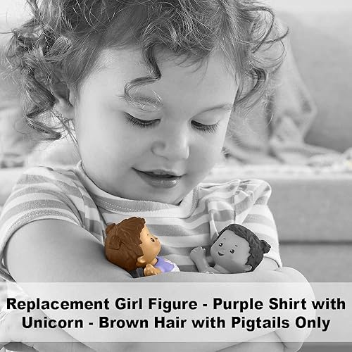 Miniatura 5 de Pieza de repuesto para Fisher-Price Little People Snuggle Twins - GKY44 ~ Figura de niña gemela ~ Camisa morada con unicornio y coletas