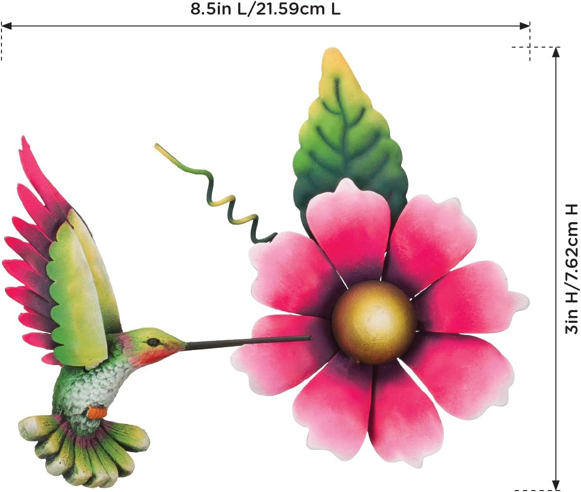 Regal Art & Gift Hummingbird Wall Décor, Metal Hanging Art, Decorative Outdoor Hummingbird Sculpture for Home and Garden, Nature Inspired, Bird-Themed, Multi, 8.5" L x 3" W x 10.25" H
