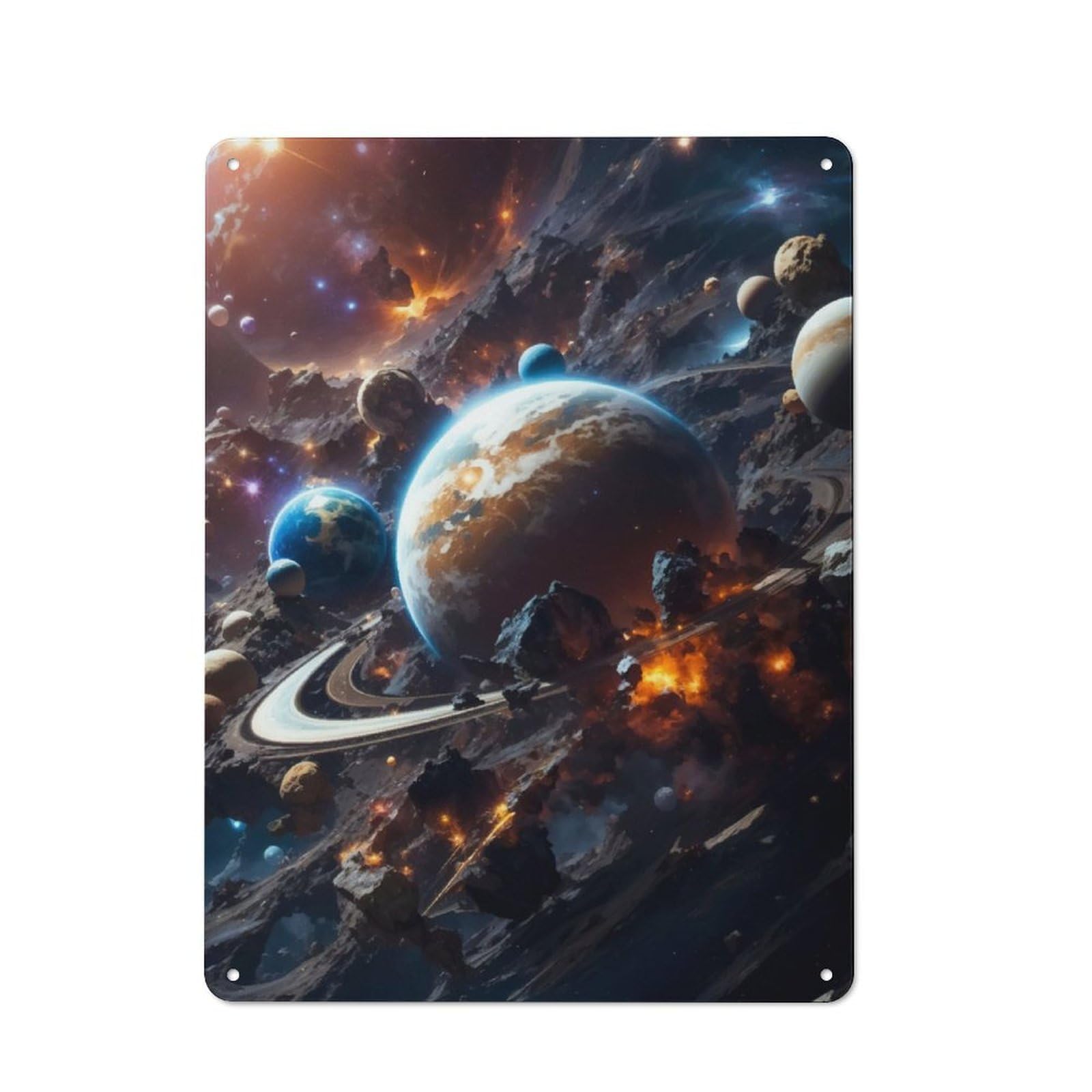 Junmoney Space Chaos 40X30cm Industrial-Style Tin Sign With For Hallway Wall, A Metal Wall Feature For A Newly Arranged Hallway