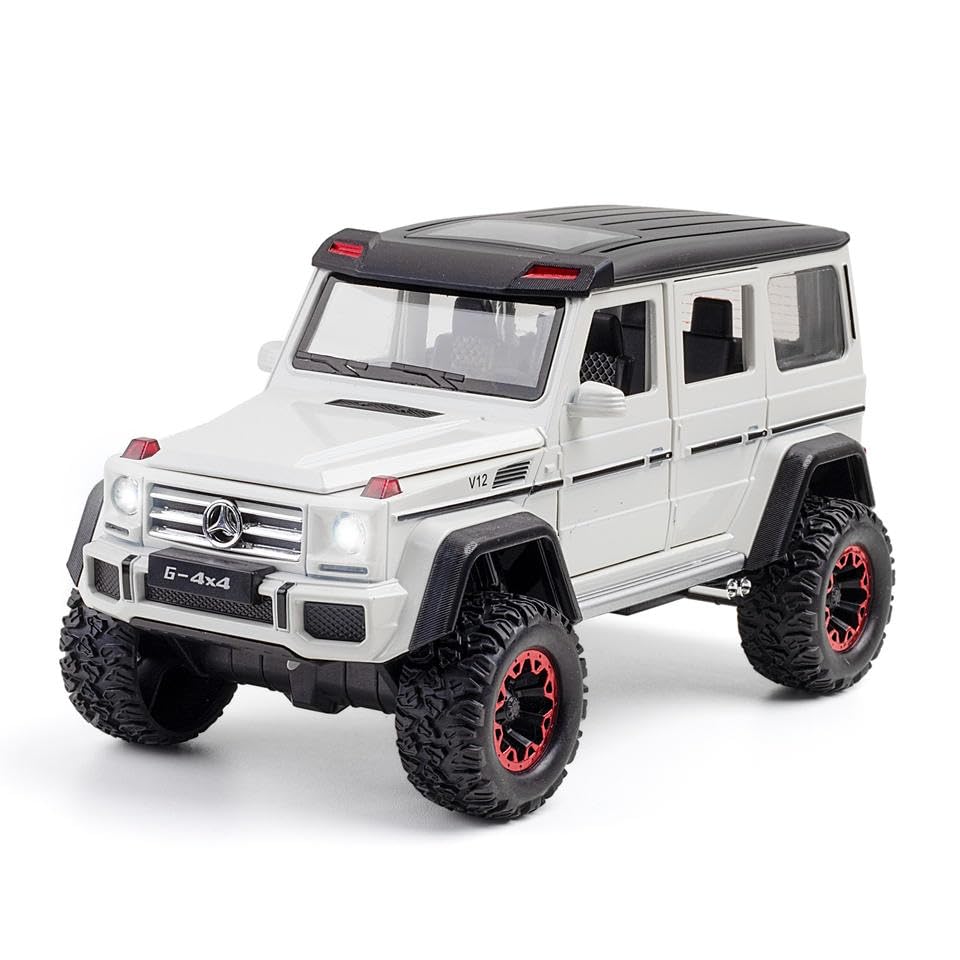 VARIYA ENTERPRISE® 1/24 Big Mercedes AMG G500 4X4 Toy Car Metal Pull Back Diecast Car with Openable Door and Sound Light, Gifts Toys for Kids【 White 】