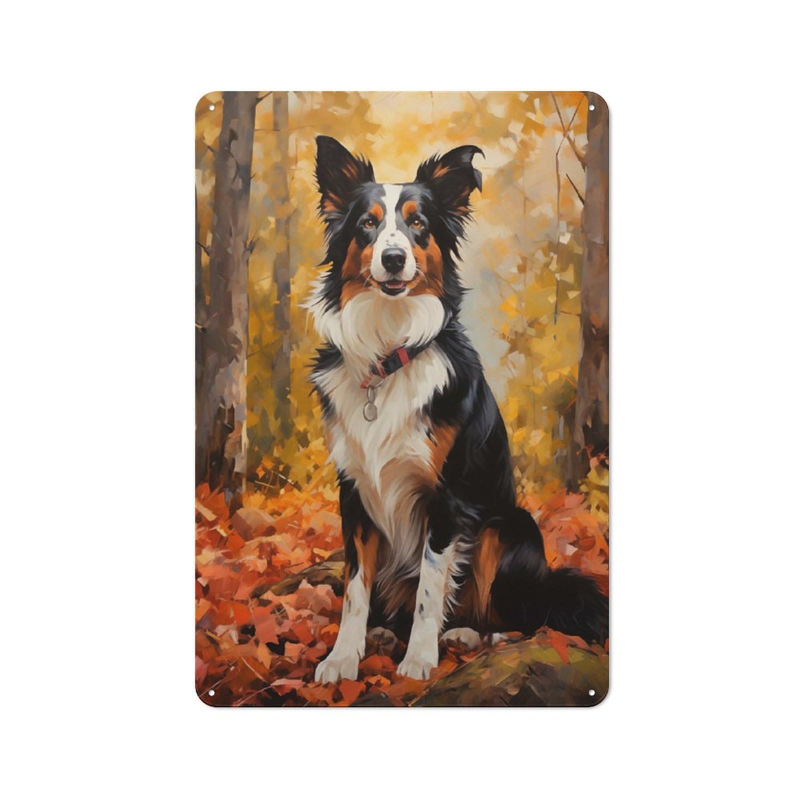 Junmoney Style-22 Autumn Border Collie Retro Metal Wall Sign 30X20cm For Living Room Or Hallway, For Collectors Decorating Living Rooms And Hallways