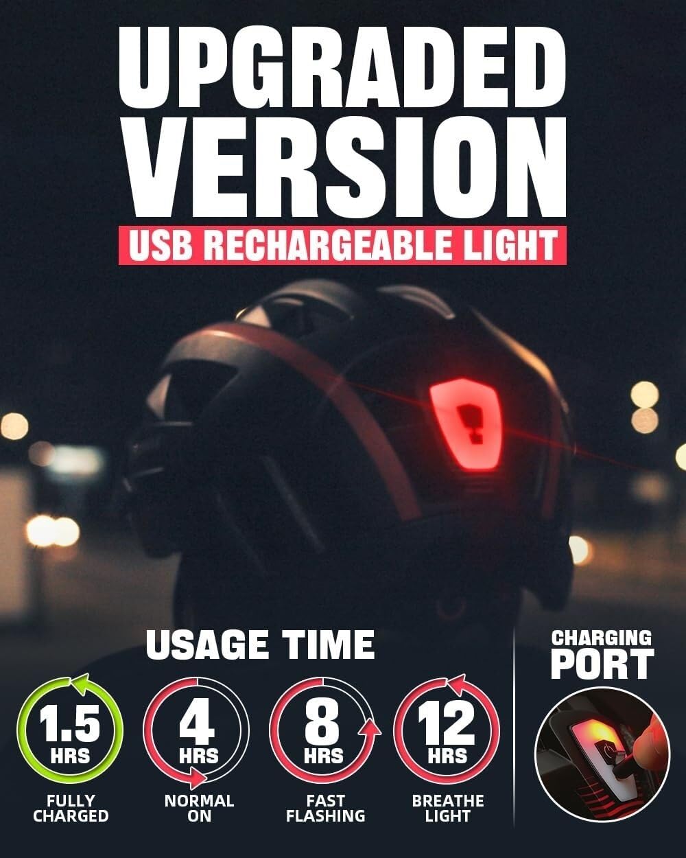 Kask Rowerowy Kask Szosowy Kask Rowerowy Z Ładowaną Przez USB Lampką LED, Zdejmowane Okulary Magnetyczne, Wizjer Oddychający Kasku Rowerowego