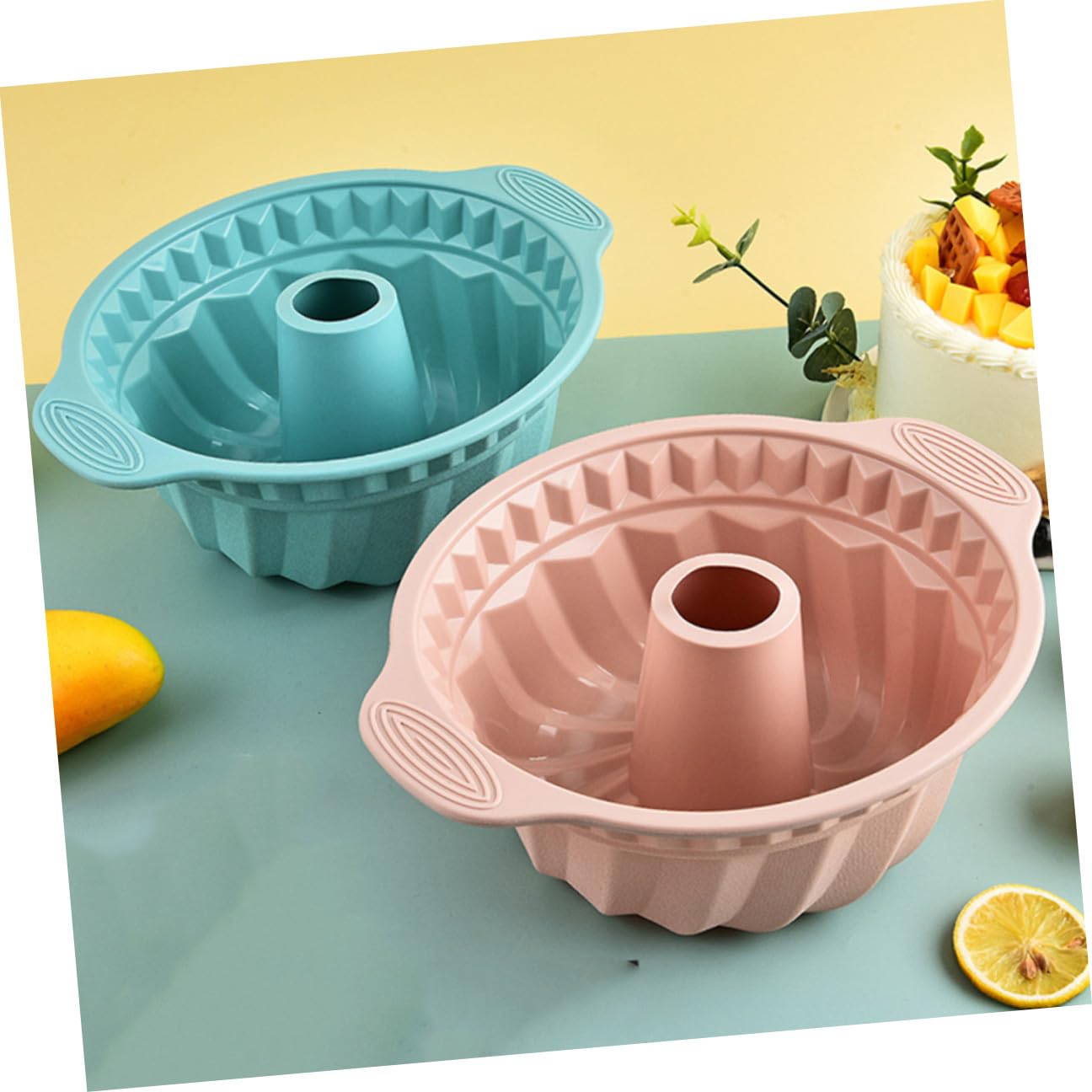 Gadpiparty Stampi Rotondi in Silicone per Torta Chiffon e Mousse, Antiaderenti in Silicone Alimentare Maniglie, Teglie da Forno Riutilizzabili per Dolci Fatti in Casa, Set da 3 Pezzi Nordico