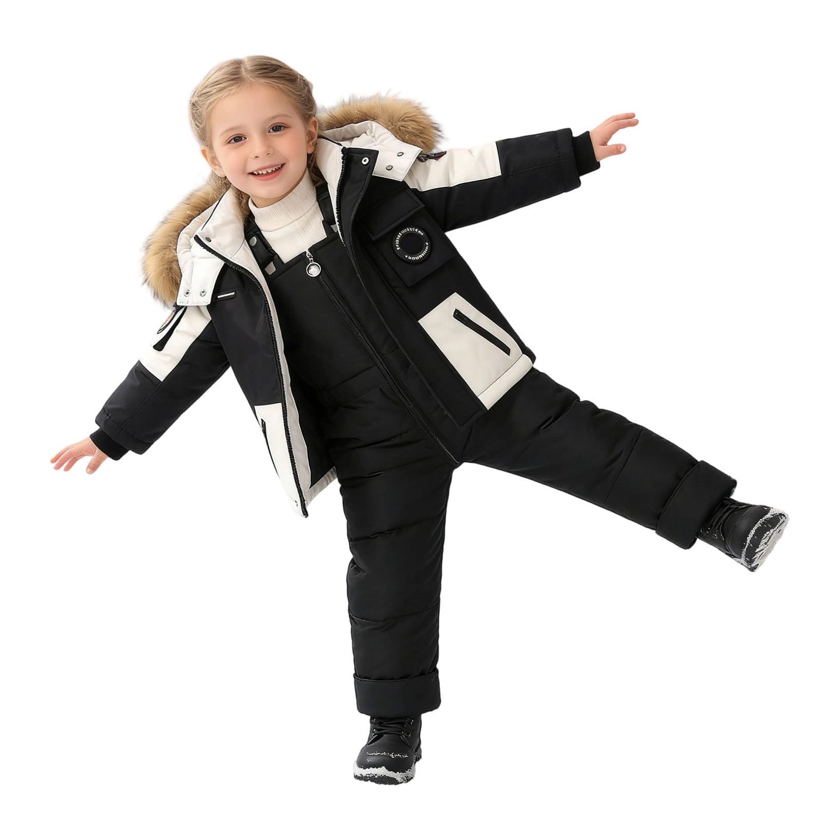 Combinaison de neige d'hiver isolée pour fille, salopette de ski avec veste, idéale pour les activités de plein air par temps froid