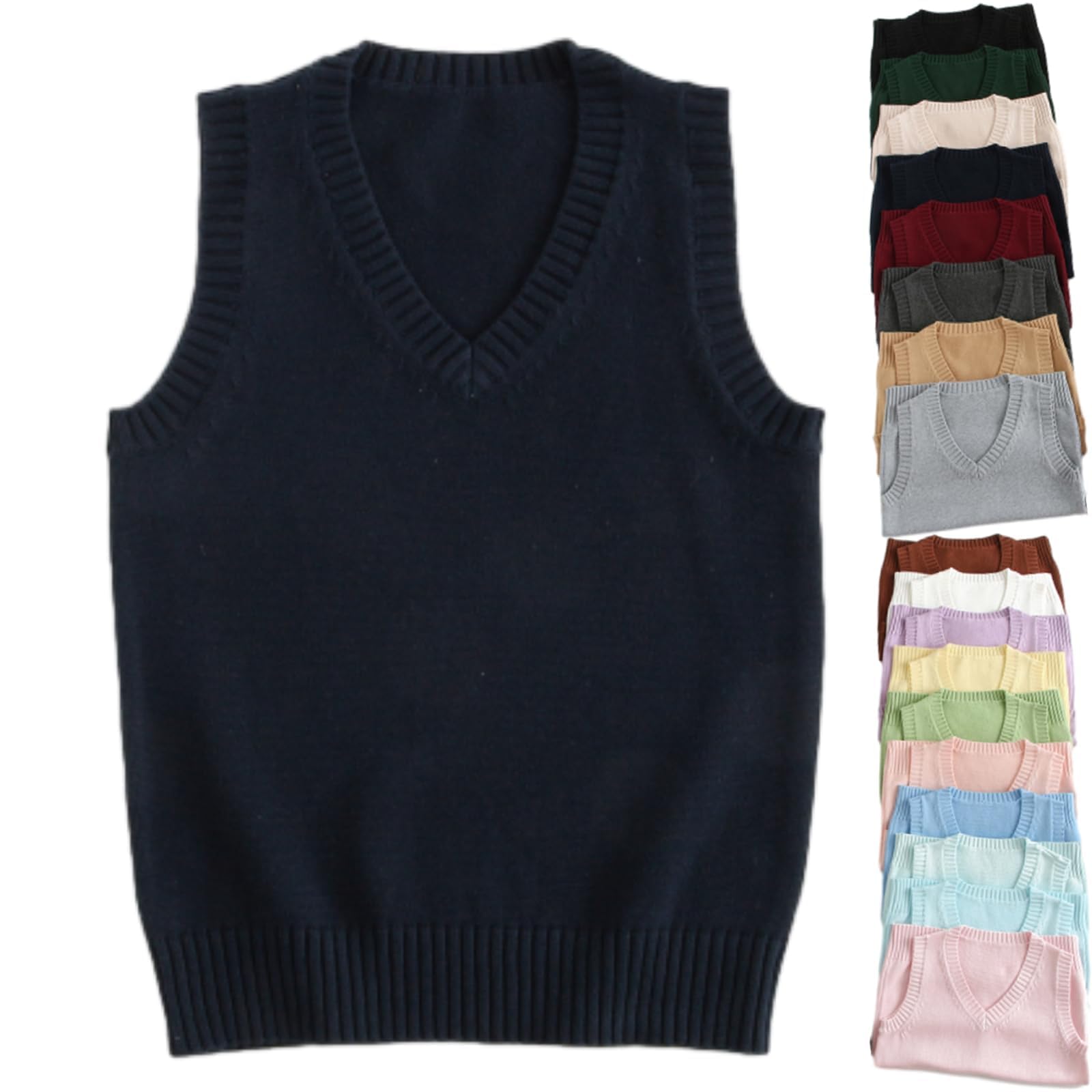 Gilet tricoté ultra doux à col en V pour femme, gilet tricoté pour femme, automne hiver, coton décontracté, sans manches, pull de couleur unie, débardeur pour femme