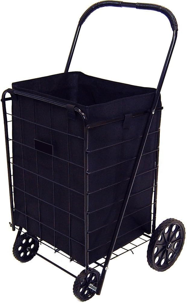 PrimeTrendz Folding Shopping Cart Liner Insert Top Lid Cover in Black
