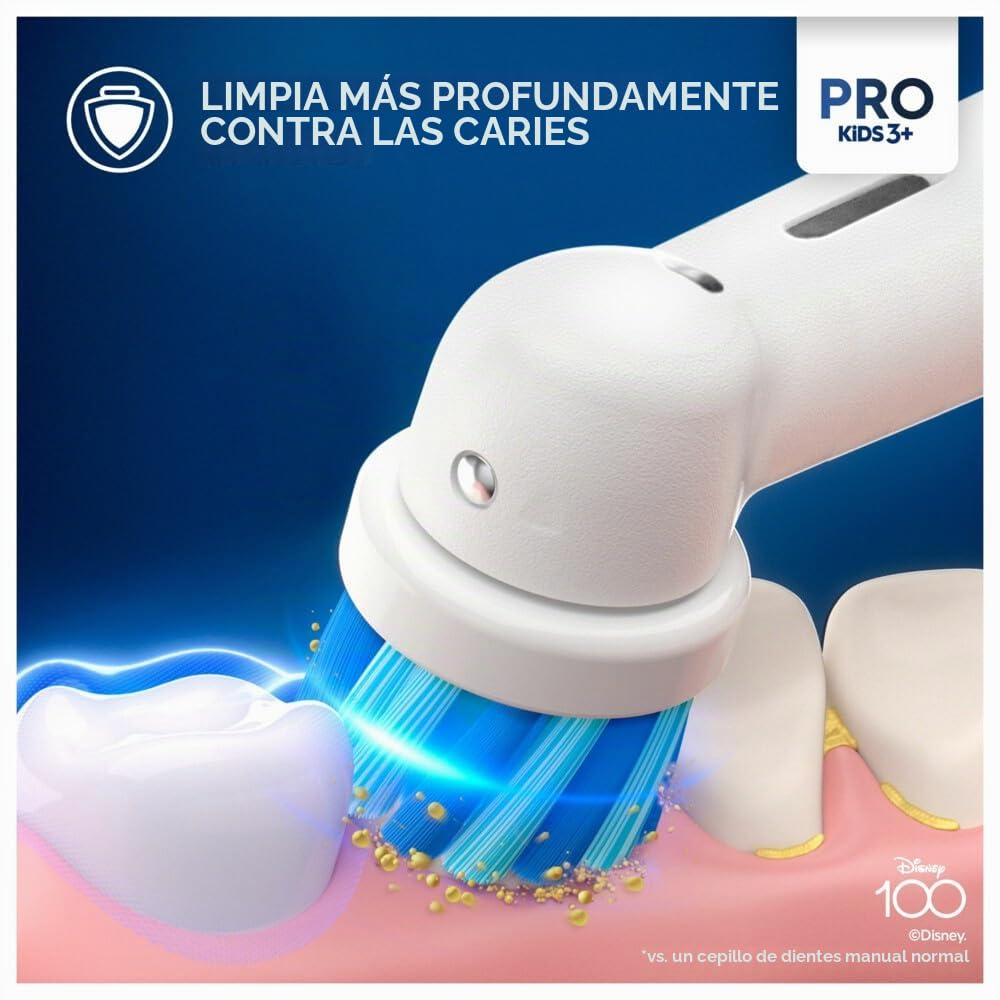 Oral-B Cepillo de dientes eléctrico recargable para niños Disney +3 años, delicado con las encías, se puede utilizar con Disney Magic Timer, 1 cabezal, 1 cepillo, idea regalo