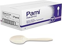 PAMI 1000 Pack White Plastic Teaspoons - Bulk Disposable Medium Weight Sturdy Spoons for Parties, Catering & Events