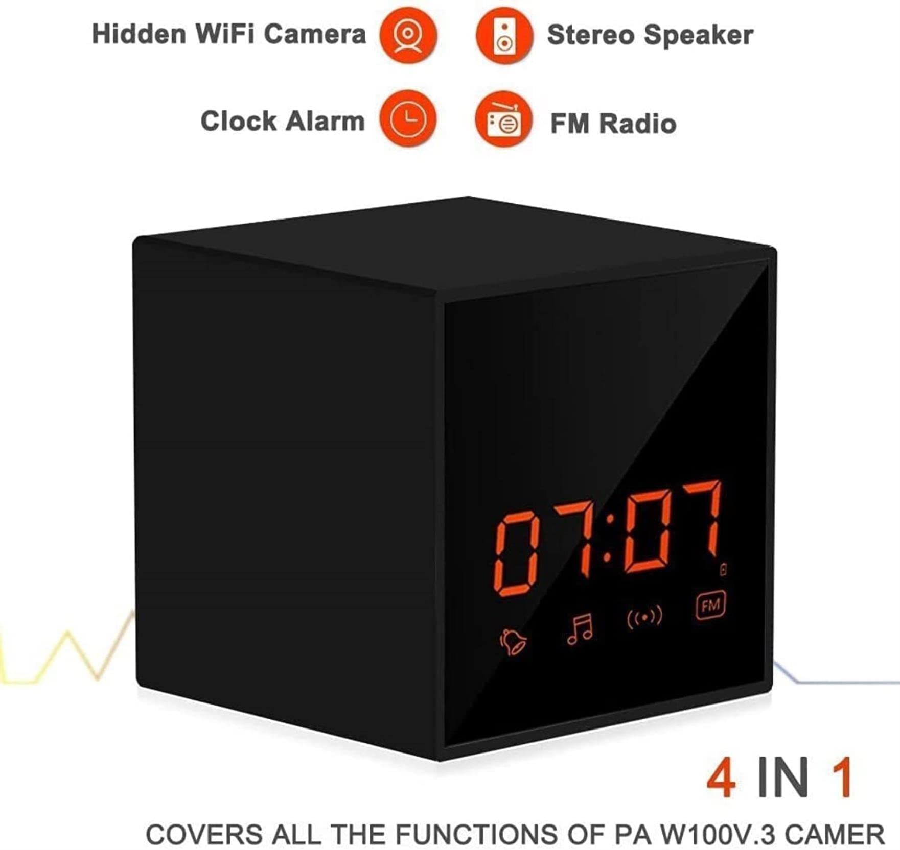Reloj de cámara espía oculta, cámara de seguridad HD 1080P con visión nocturna, detección de movimiento, grabación de video y monitoreo remoto para el hogar y la oficina