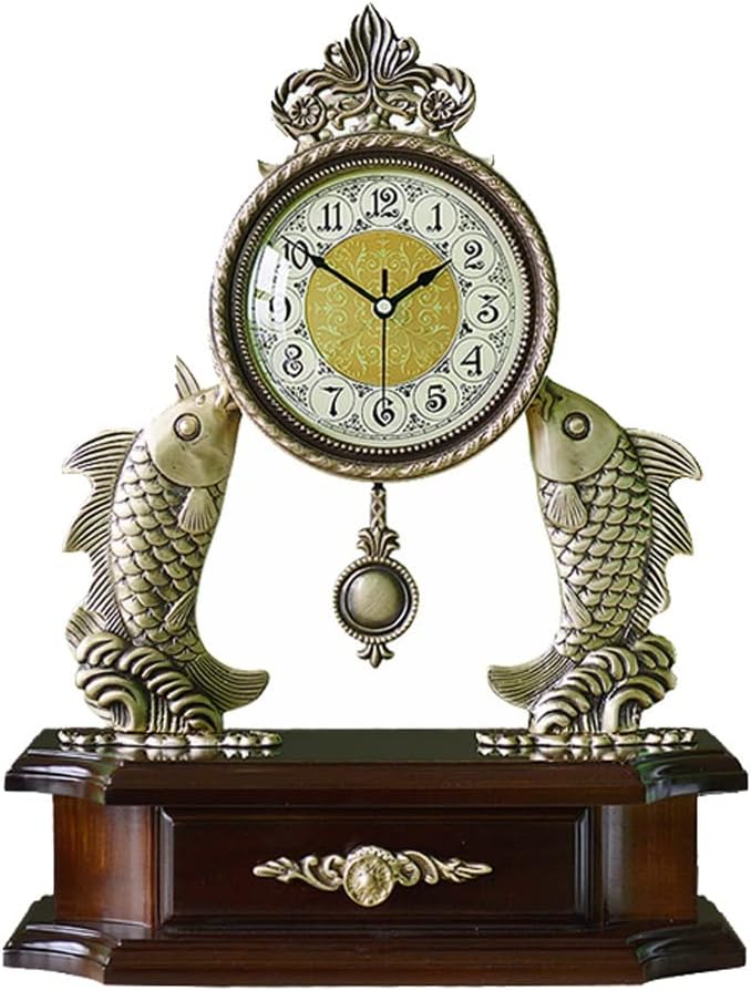 European Style Living Room Large Desk Clock Antique Mute Brass Villa Decoration Bedroom Quartz Clock Swing Clock