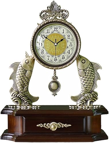 SXNBH - Reloj de escritorio grande de estilo europeo para sala de estar, estilo antiguo, silencioso, decoración de villa, dormitorio, reloj de cuarzo
