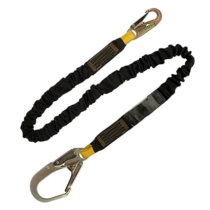 Madaco Roof Construction Fall Protection Heavy Duty Industrial Safety Internal Shock Absorbing 6FT Snap Rebar Hook Lanyard ANSI OSHA L-613-18