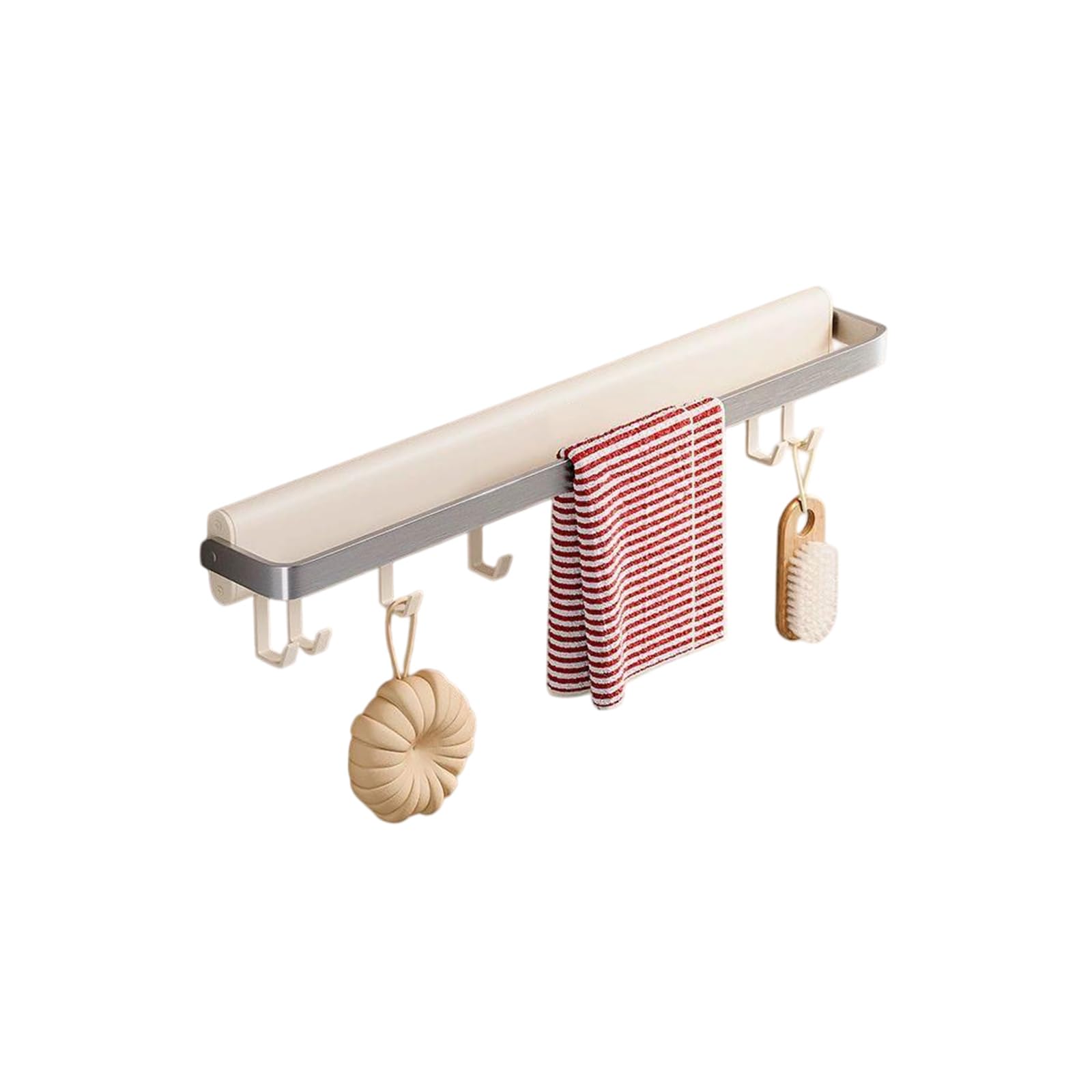 Porte serviette mural argenté en aluminium JATIBOSH sans perçage pour salle de bain et cuisine