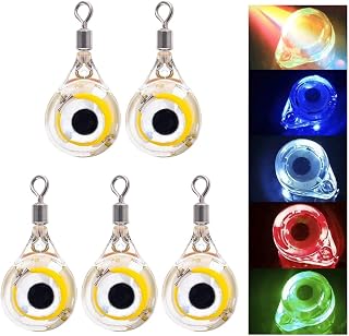 5個 フィッシュアイ型集魚灯 LED内蔵 自動点灯 水中用 太刀魚 イカ アジ釣りに最適 防水仕様