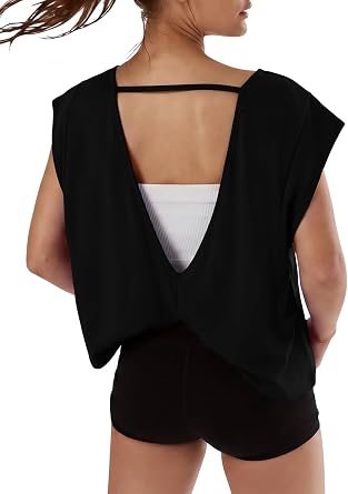 Womens Open Back Workout Tank Tops 2026 Summer Loose Sleeveless Cropped Yoga Fit Athletic Shirts